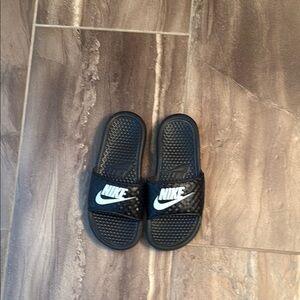 Nike Black Slides with White Logo